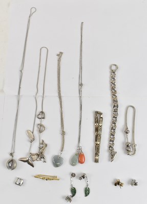 Lot 953 - A group of silver and costume jewellery,...