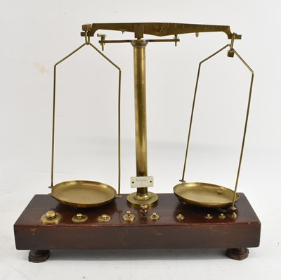 Lot 364 - A set of reproduction brass balance scales,...