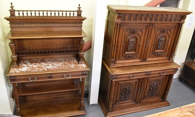 Lot 13 - A large 19th century Continental carved walnut...