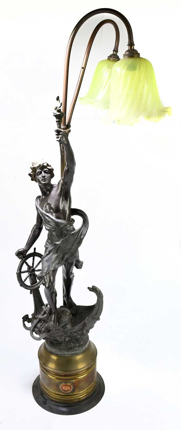 Lot 215 - An early 20th century bronzed spelter figural...