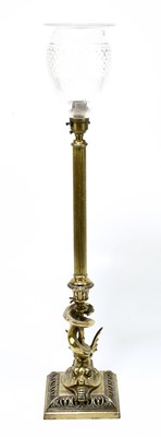 Lot 221 - A 19th century brass table lamp, with cut...