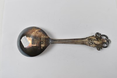 Lot 766 - A Danish sterling silver serving spoon,...