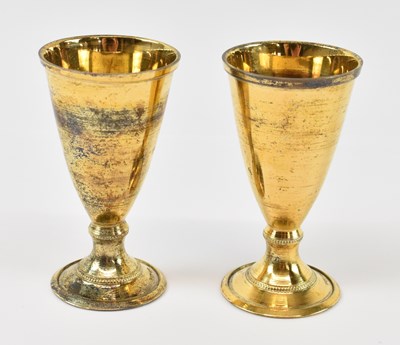 Lot 763 - A pair of Russian silver gilt goblets, height...