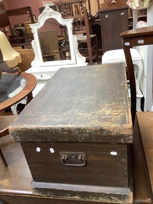 Lot 173 - A black painted pine chest with handles either...