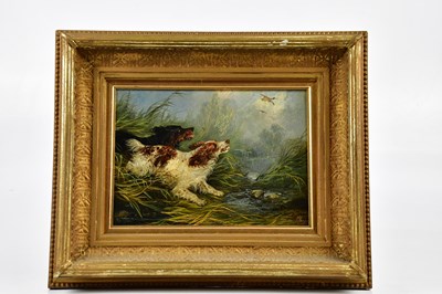 Lot 765 - GEORGE ARMFIELD; oil on panel, gun dogs in...