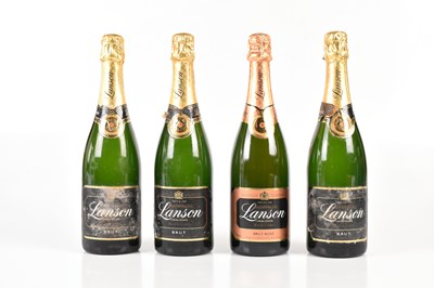 Lot 4202 - CHAMPAGNE; three bottles Lanson Brut Black...