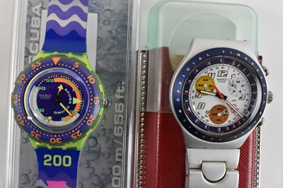 Lot 1036 - A group of ten Swatch watches including the...