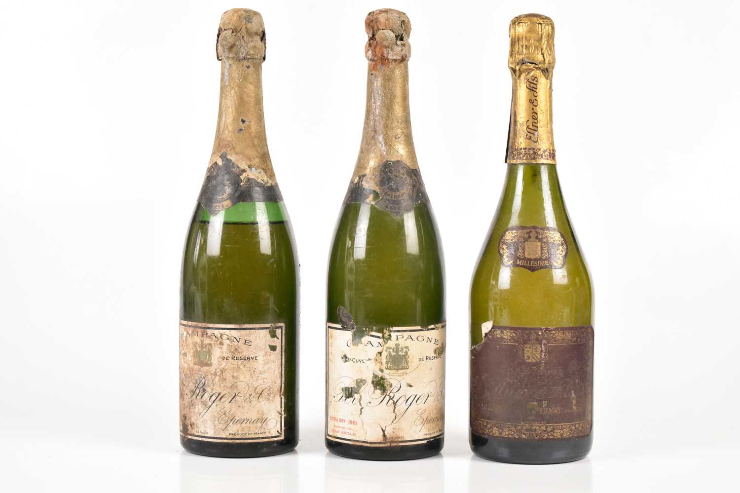 Lot 4319 - CHAMPAGNE; three bottles, including single...