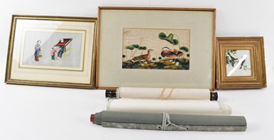 Lot 640 - A group of three Chinese pith paintings on...