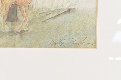 Lot 294 - PHILIP SAUNDERS; watercolour, stable scene,...