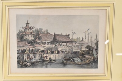 Lot 233 - A pair of 20th century Chinese prints, pagodas...