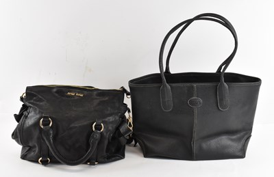 Lot 439 - MIU MIU; a lady's black leather handbag and a...