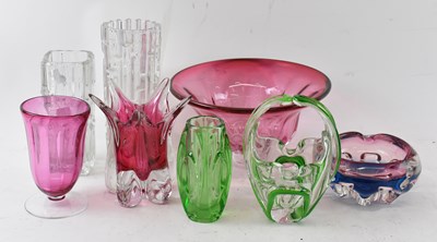 Lot 567 - A group of eight pieces of clear and coloured...