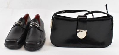 Lot 433 - FERRAGAMO; a lady's black leather evening bag...