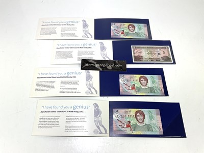 Lot 5248 - GEORGE BEST; four Ulster Bank £5 notes.