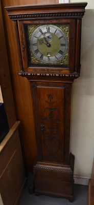 Lot 165 - An early 20th century oak cased longcase clock,...