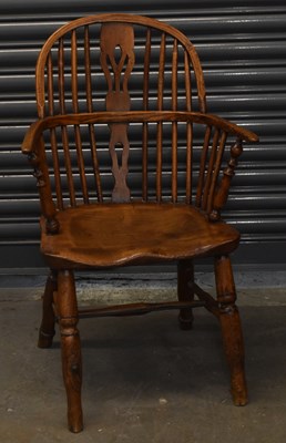 Lot 36 - A 19th century oak Windsor elbow chair on...