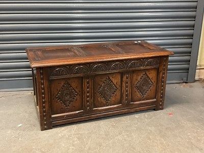 Lot 73 - A 1920s oak blanket box, with hinged lift-up...