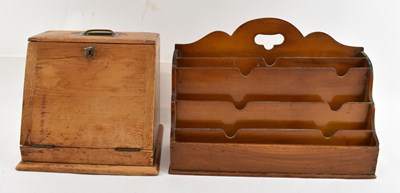 Lot 357 - A 19th century pine stationery box, with...