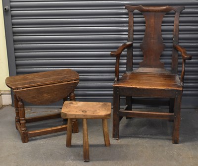 Lot 69 - An 18th century oak carver dining chair, a...