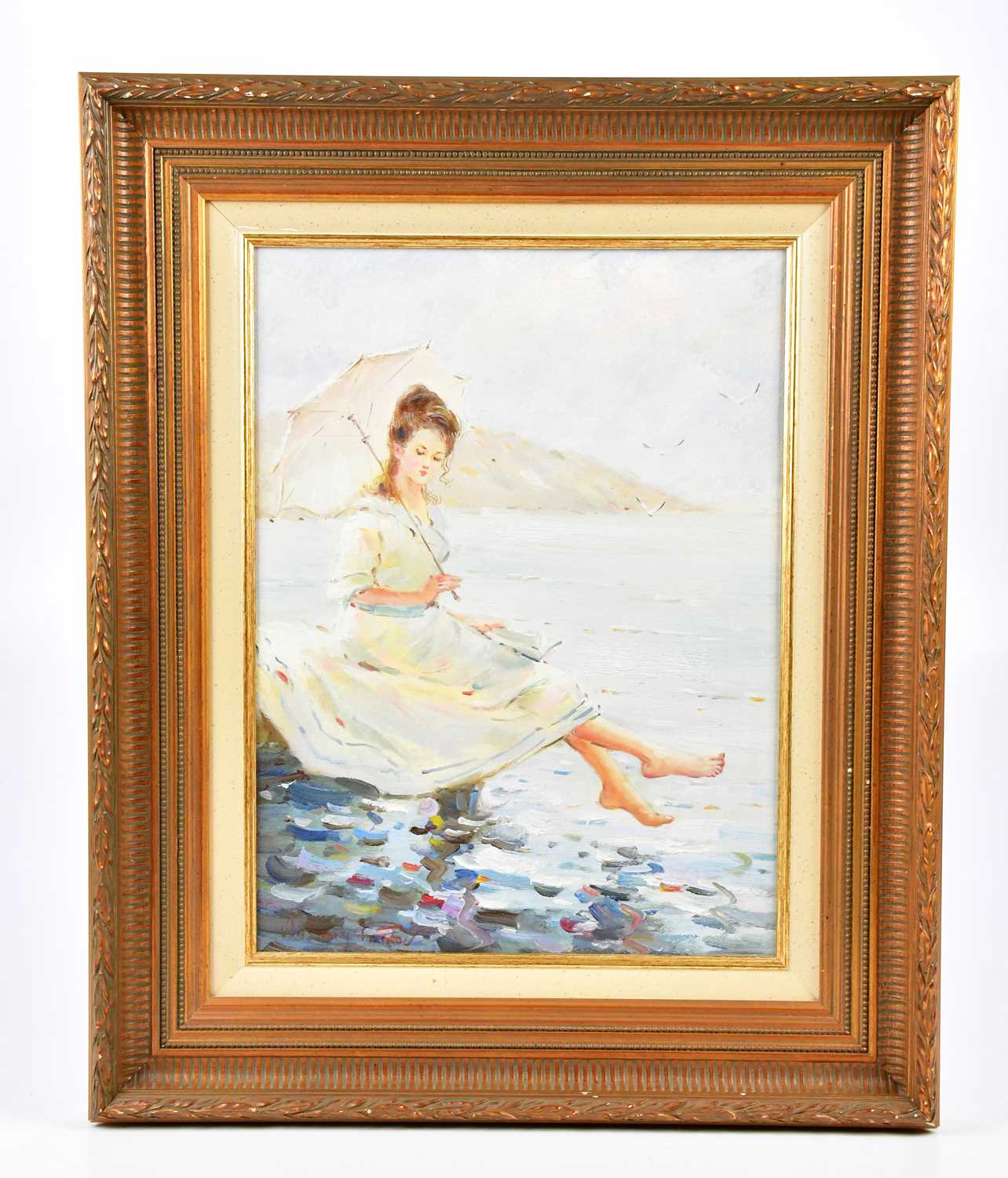 Lot 1518 - VLADIMIR PETROV; oil on canvas, young woman...