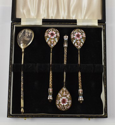 Lot 777 - A set of three Russian 84 grade and enamel...