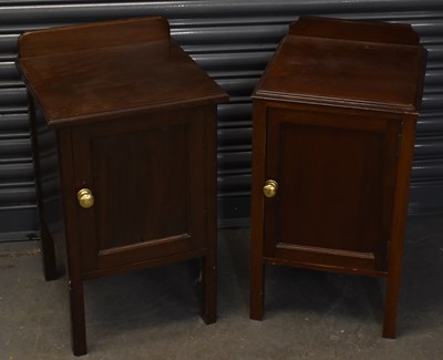 Lot 92 - A pair of reproduction mahogany pot cupboards...