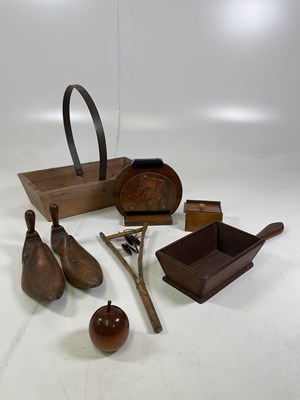 Lot 22 - A group of treen including a wooden trug,...