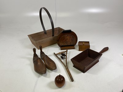 Lot 22 - A group of treen including a wooden trug,...