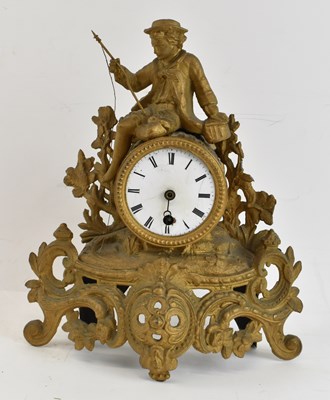 Lot 175 - A late 19th century French ormolu mantel clock...