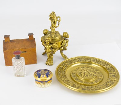 Lot 366 - Mixed collectables comprising a brass desk...