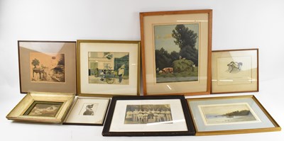 Lot 222 - A group of decorative prints and watercolours,...