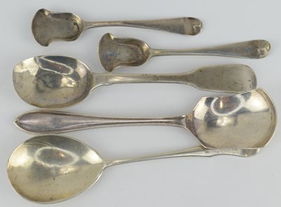 Lot 821 - Five hallmarked silver spoons including a pair...