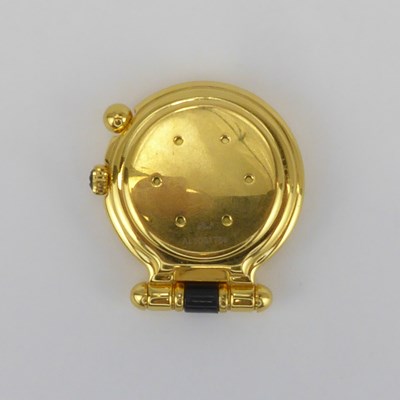 Lot 1021 - MONTBLANC; a gold plated travel alarm clock...