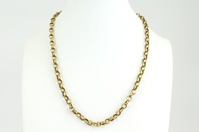 Lot 908 - A 9ct rose gold belcher link necklace, length...