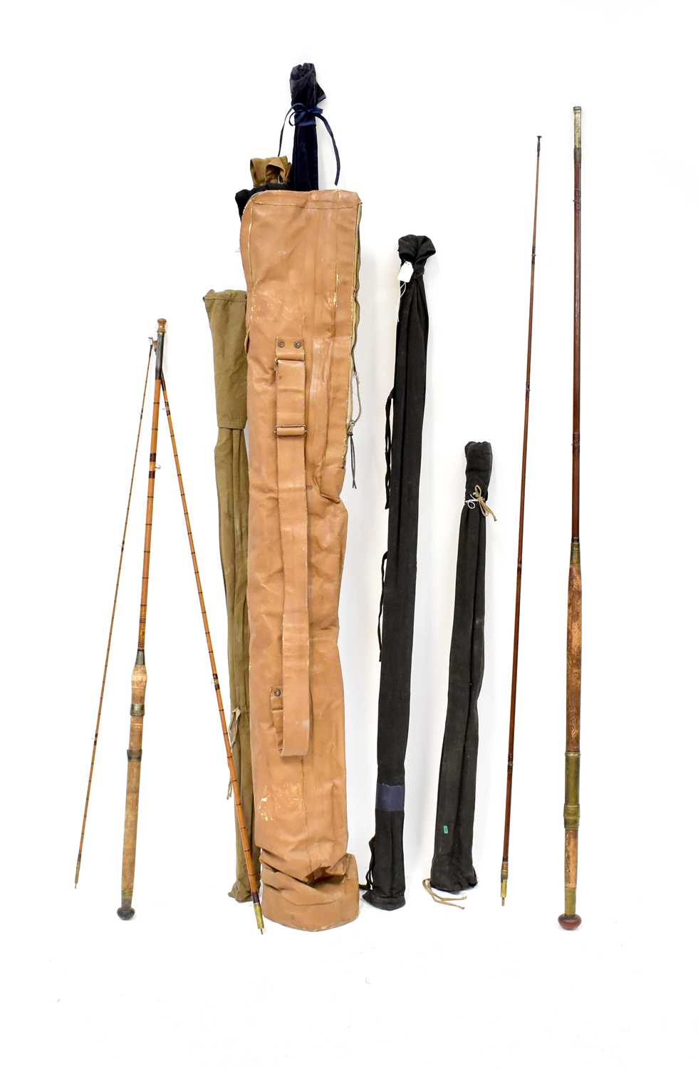 Lot 464 - Nine vintage fishing rods