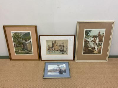 Lot 144 - Four watercolours, coastal and rural scenes,...