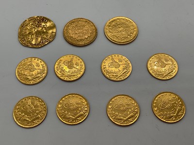 Lot 300 - Two Turkish 50 kurush gold coins, each approx...