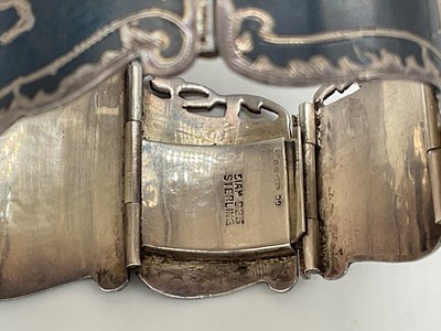 Lot 363 - A Siam sterling silver niello cuff bracelet, a...