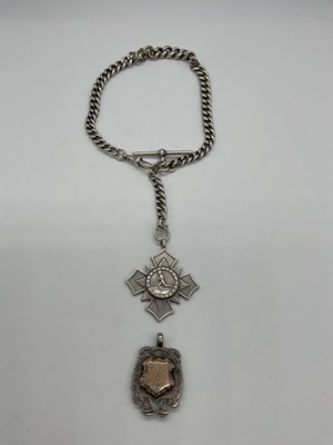 Lot 354 - A silver graduated Albert chain, with boxing...