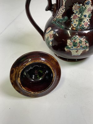 Lot 222 - A 19th centuty bargeware teapot and cover with...