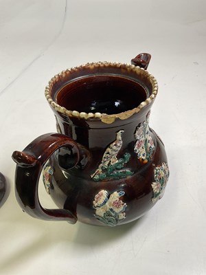 Lot 222 - A 19th centuty bargeware teapot and cover with...