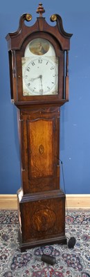 Lot 200 - A 19th century oak longcase clock, the painted...