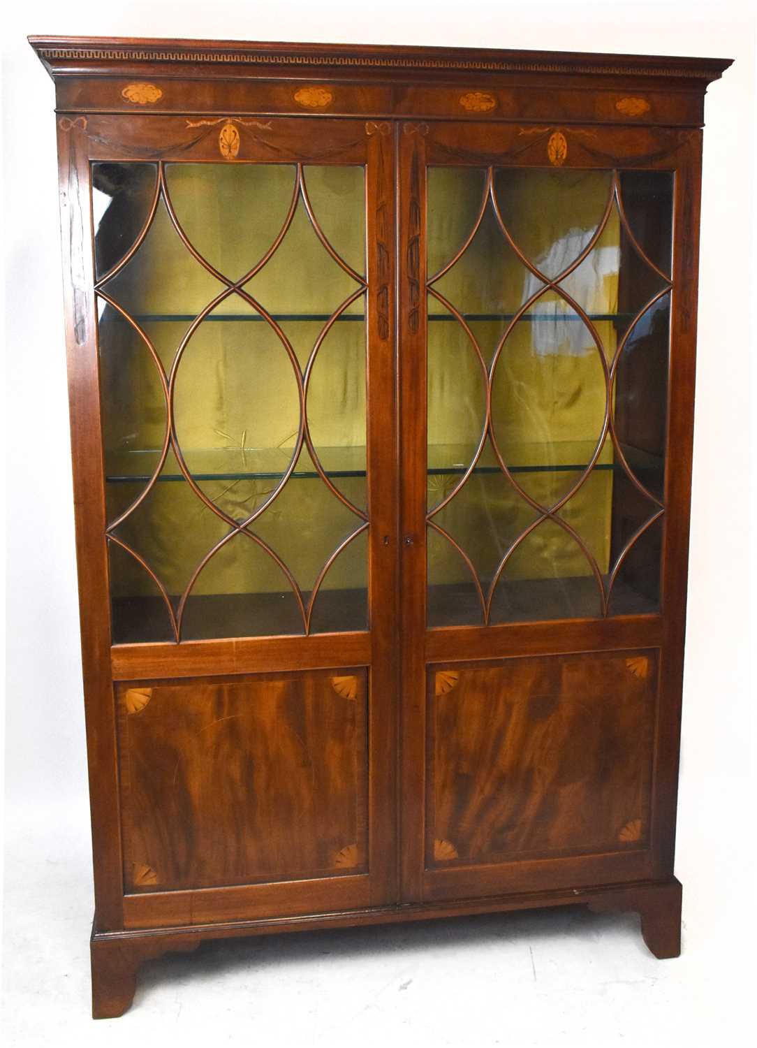 Lot 2720 - An Edwardian inlaid mahogany library bookcase,...