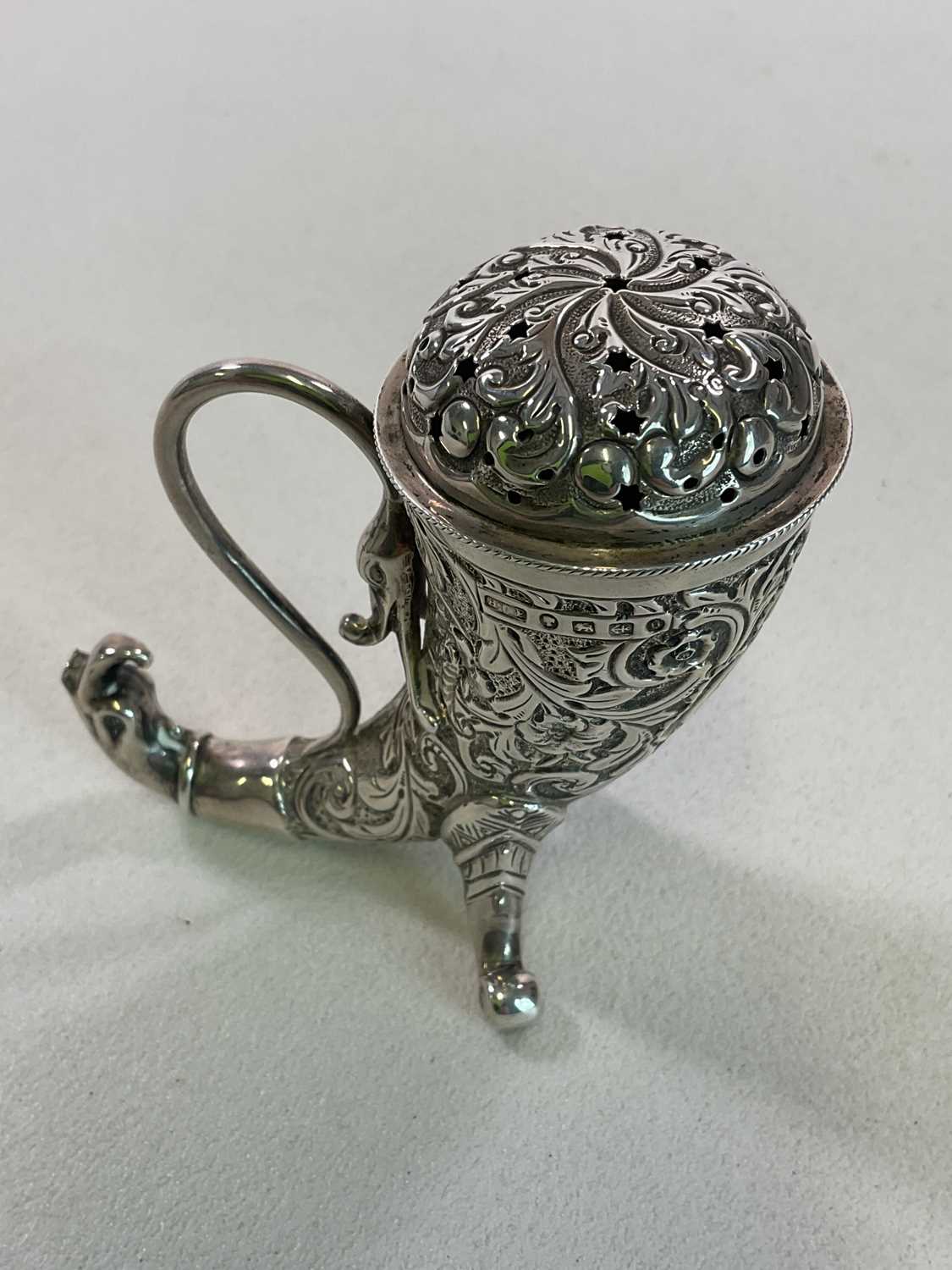 Lot 1076 - A Victorian hallmarked silver pounce pot of...