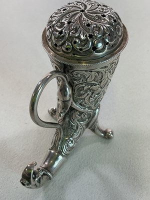 Lot 1076 - A Victorian hallmarked silver pounce pot of...