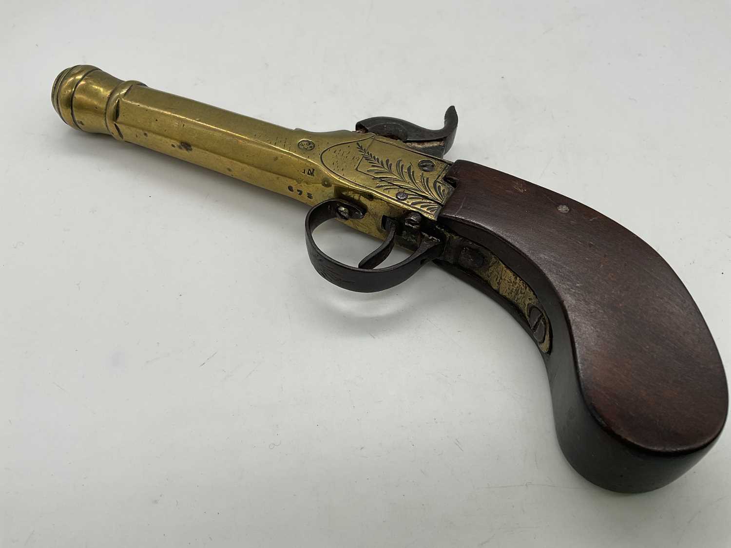 Lot 16 - A 19th century Belgian percussion cap pistol...