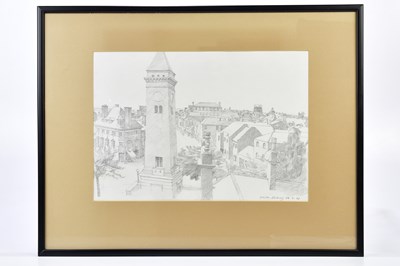 Lot 2533 - MILTON DELANEY; pencil sketch, Leek village,...