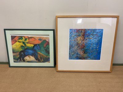 Lot 124 - Two framed prints, 'Horse' and 'Coppice Blue',...