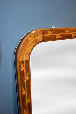 Lot 20 - A Victorian inlaid oak overmantel mirror,...